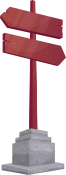 Wooden and concrete directional sign board in cartoon style png