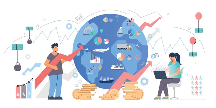 Macroeconomics Flat Illustration vector