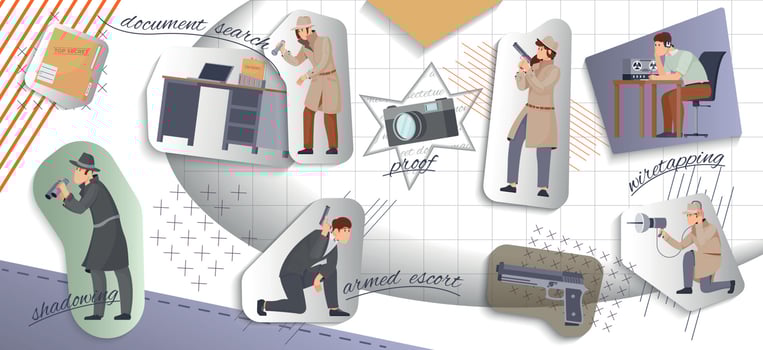 Espionage Flat Collage vector