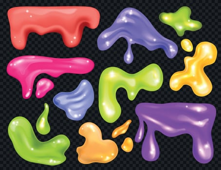 Realistic Glitter Slime Background Transparent Icon Set vector