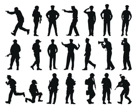 Set police silhouette vector illustration.