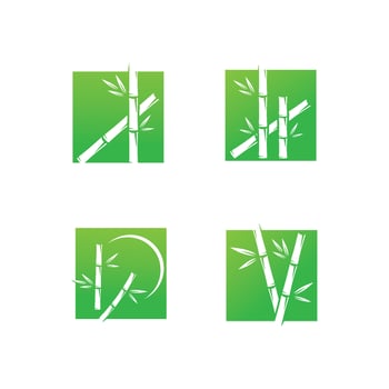 bamboo logo with green leaves vector illustration template