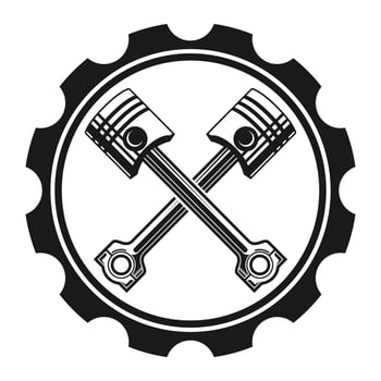 Automotive piston gear workshop logo design. piston and gear logo design , icon, vector, line, stroke, part, repair for automotive repair business vector