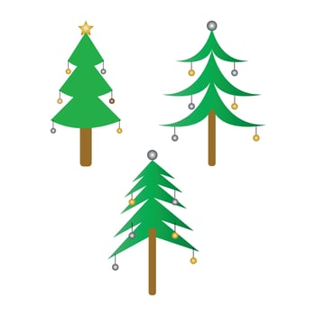 christmas tree set isolated on white background vector