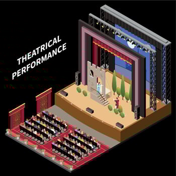 Theatre Interior Isometric vector