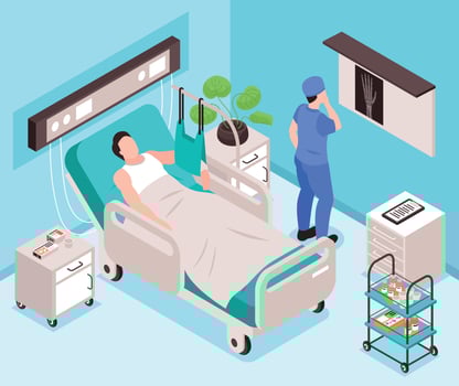 After Injury Isometric Illustration vector