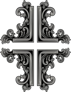 classic engraving ornament vector design for elements, editable color