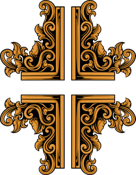 classic engraving ornament vector design for elements, editable color