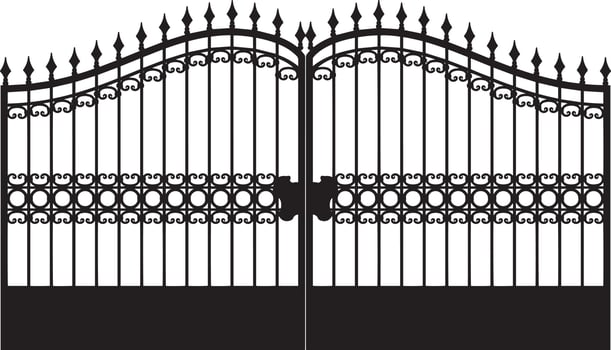 wrought iron fence gate silhouette vector