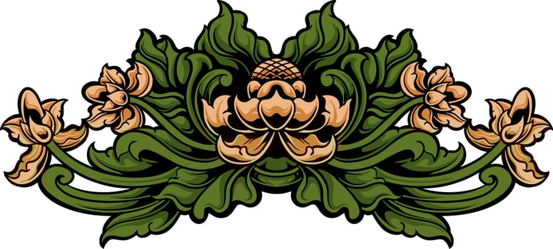 Classic ornament vector design for elements, editable color