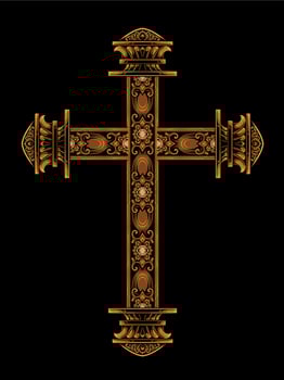 christian cross vector design with fancy ornament