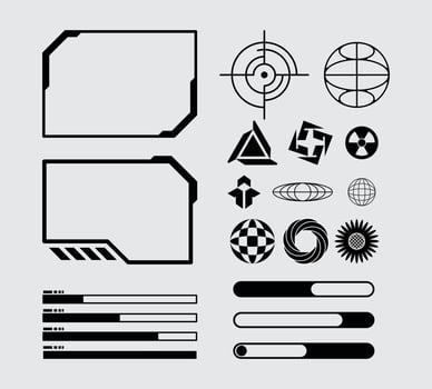 HUD futuristic frame border game swag elements pack yellow line cyber sci-fi, icon symbol cyberpunk interface editable vector