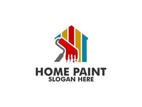 Painted House Vector Logo Illustration, House painting service, decoration and repair color icon,