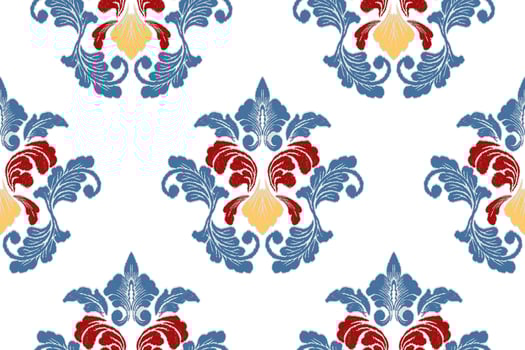patchwork floral pattern with paisley and indian flower motifs. damask style pattern for textil and decoration vector