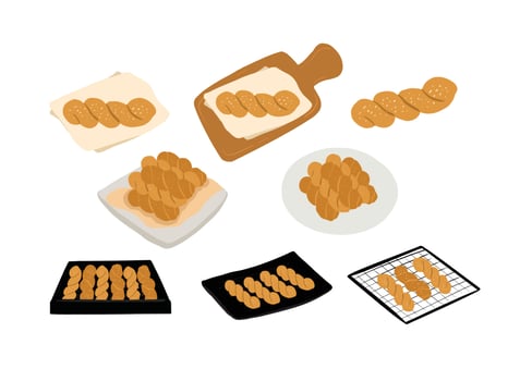 Vector hand drawn flat design Twisted Korean doughnuts illustration