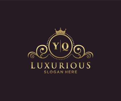 Initial YQ Letter Royal Luxury Logo template in vector art for Restaurant, Royalty, Boutique, Cafe, Hotel, Heraldic, Jewelry, Fashion and other vector illustration.