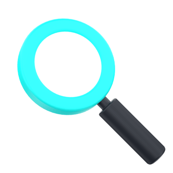 3D magnifying glass for search internet and marketing. Object on a transparent background png