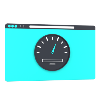 3D website and speed meter for web performance. Object on a transparent background png