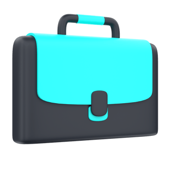 3D office bag for portfolio internet and marketing. Object on a transparent background png