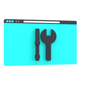 3D website and tools for web maintenance. Object on a transparent background png