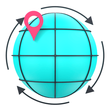 3D globe and location for global targeting. Object on a transparent background png