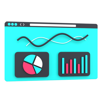 3D chart and graph for web analytics. Object on a transparent background png
