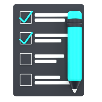 3D paper and pencil for questionnare. Object on a transparent background png