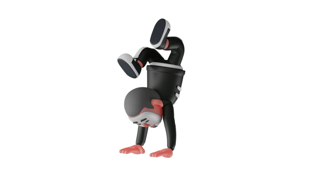 3D illustration. Cool Skeleton 3D Cartoon Character. Skeleton is dancing in reverse pose. Agile skeleton boy is happy doing his hobby. 3D cartoon character png