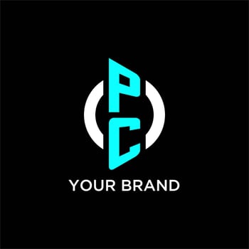 PC circle monogram logo vector