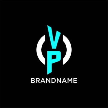 VP circle monogram logo vector