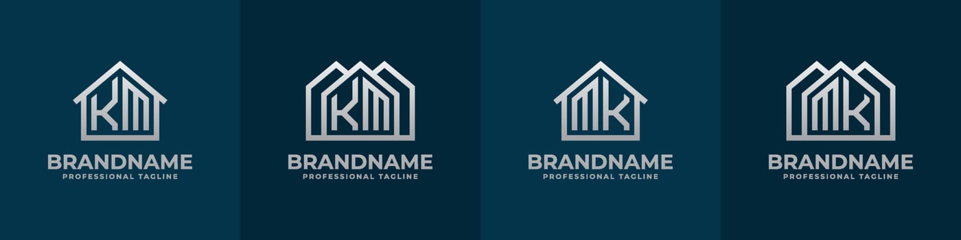 Letter KM and MK Home Logo Set. Suitable for any business related to house, real estate, construction, interior with KM or MK initials. vector