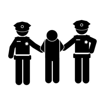police arrest criminals. Policeman icon. Simple illustration of policeman vector. criminals in prison vector