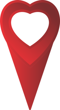 Red pin map location heart PNG