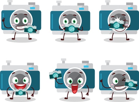 Photographer profession emoticon with camera pocket cartoon character vector