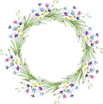 Wildflowers wreath. Watercolor clipart png