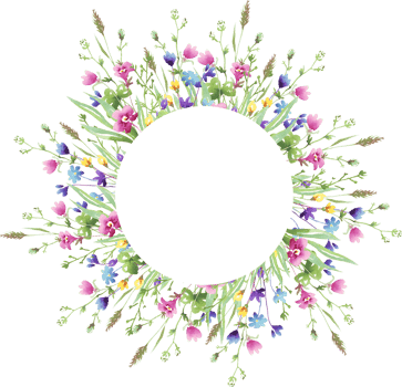 Wildflowers frame. Watercolor clipart png