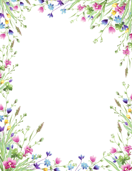Wildflowers frame. Watercolor clipart png