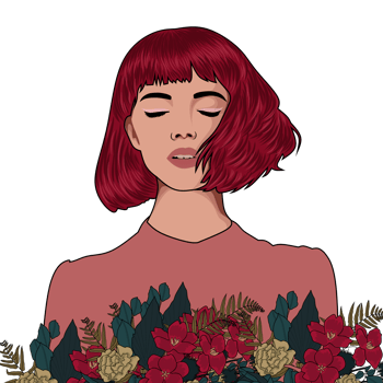 Girl with flowers png