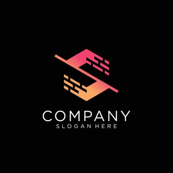 logo abstract S Letter Pixel Multiply Colorful Logo Design Template vector