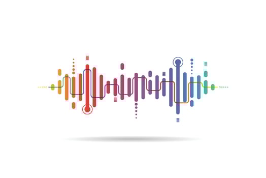 Modern speaking sound waves oscillating dark blue light, Abstract technology background. Vector illustration