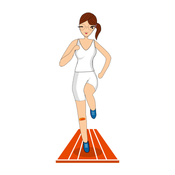 Character young woman runing on a track, design flat style. png