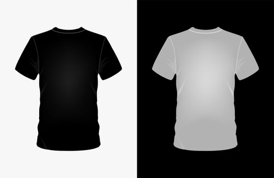 Black and White T- Shirt Vector Mockup