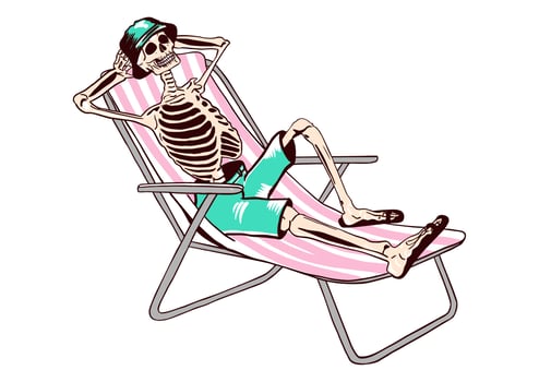Skeleton. Retro-style illustration of resting skeleton. Flat vector. vector