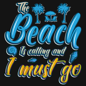 Summer surfing beaches typographic tshirt design vector