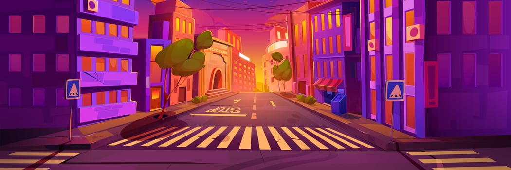 Morning sunrise in modern city downtown vector