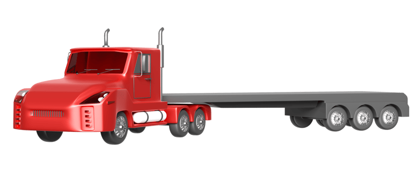 red tractor and trailer or semi truck. 3d illustration or 3d render png