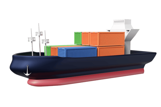 Cargo ship with container in ocean transportation isolated. shipping freight sea or Maritime shipping Concept, 3d illustration or 3d render png