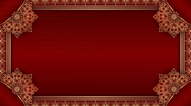 red luxury background, with gold mandala ornament vector