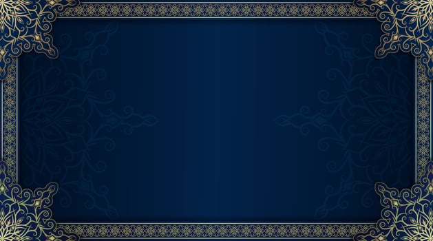 luxury mandala background, blue and gold, design vector