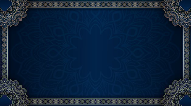 luxury mandala background, blue and gold, design vector